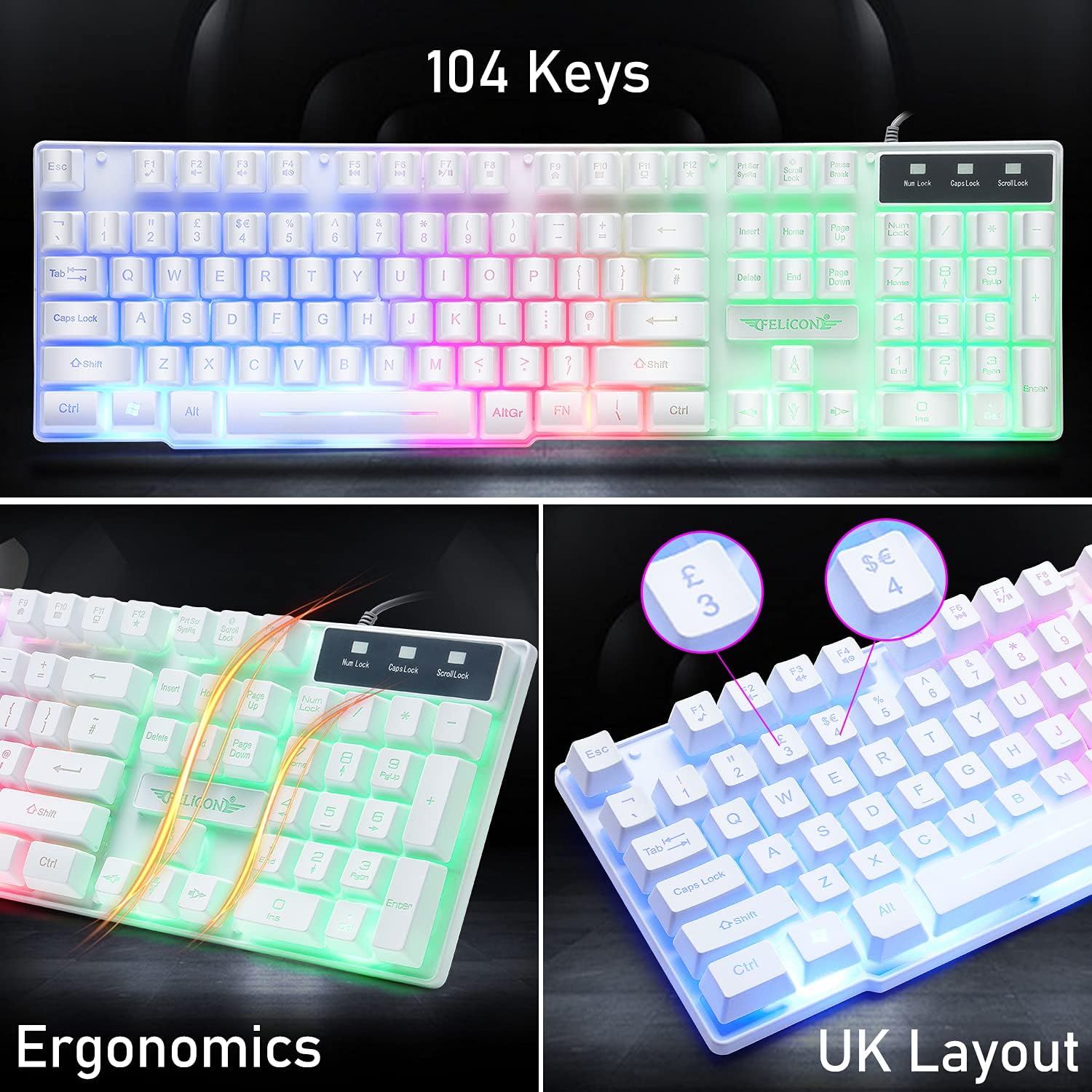 MAMBASNAKE T11 UK 100% Gaming  - Gaming Keyboard Ergonomic recension och pris