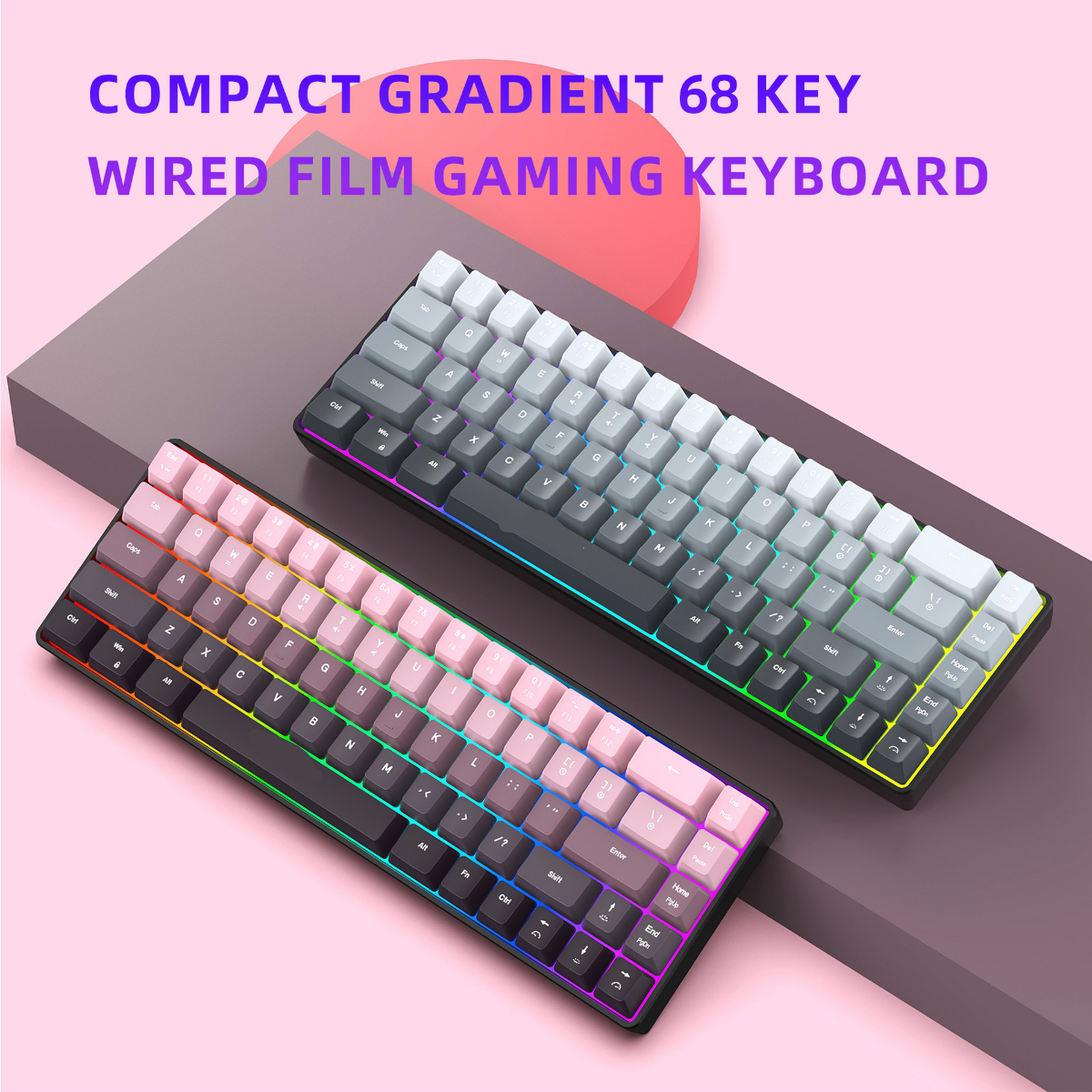 New Compact 68-Key Gradient-Co - Gaming Keyboard Ergonomic recension och pris