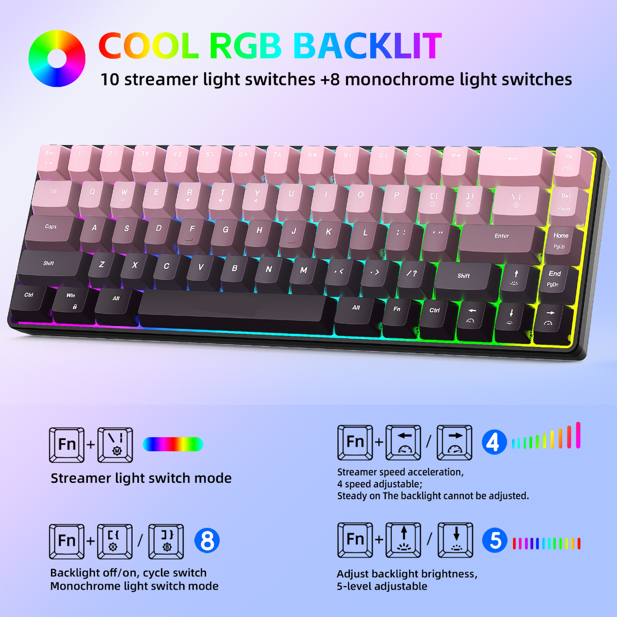 New Compact 68-Key Gradient-Co - Gaming Keyboard Ergonomic recension och pris