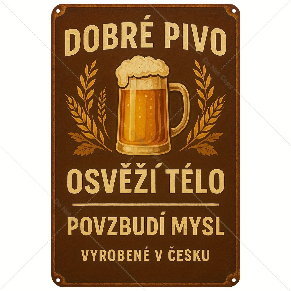 Vintage Czech Beer Metal Sign  - Brass Weight Plate recension och pris