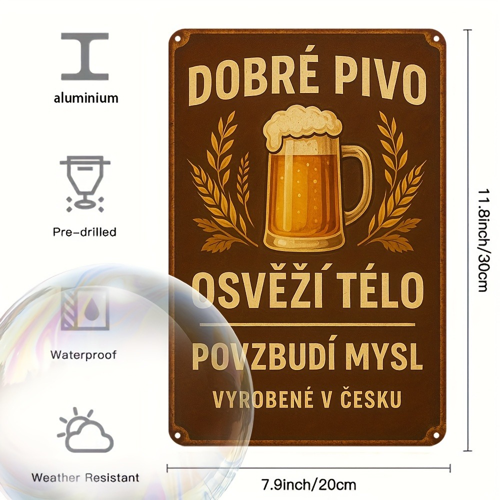 Vintage Czech Beer Metal Sign  - Brass Weight Plate recension och pris