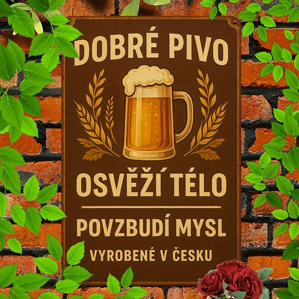 Vintage Czech Beer Metal Sign  - Brass Weight Plate recension och pris