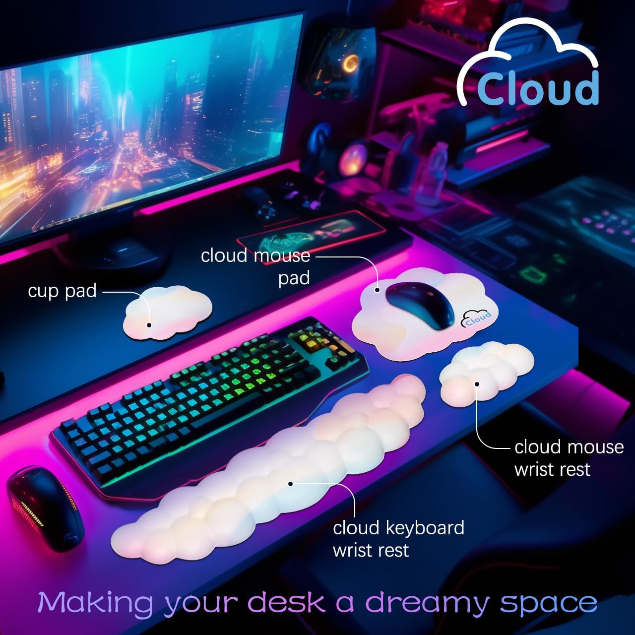 Ergonomic Cloud Wrist Rest wit - Gaming Keyboard Types recension och pris