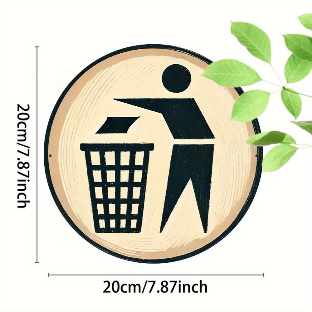 Round metal sign with trash so - Brass Weight Plate recension och pris