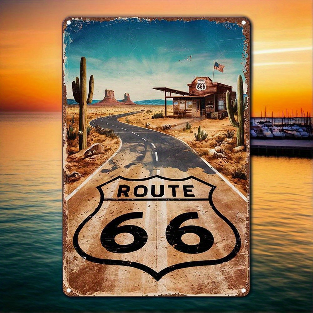 Vintage Route 66 Metal Sign -  - Brass Weight Plate recension och pris