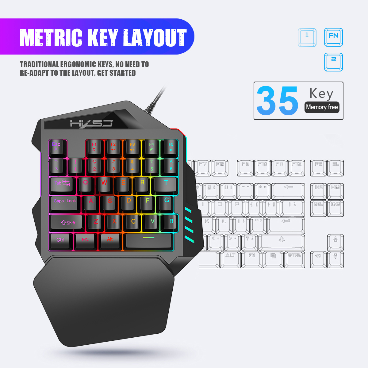 Best sale 35 Keys Film Membran - Gaming Keyboard 1 Hand recension och pris