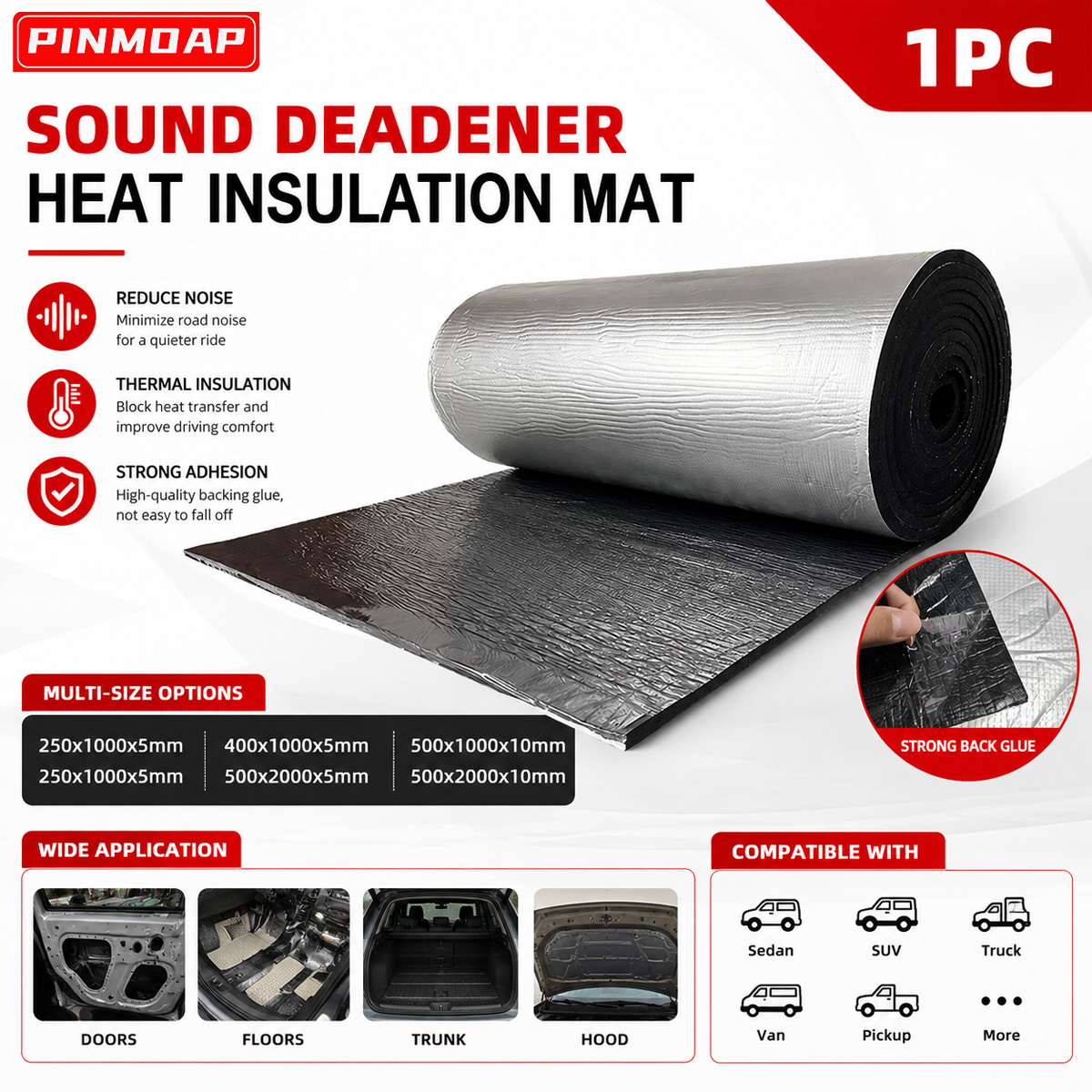 PINMOAP Car Sound Deadening Ma - Foam Dampener Sheet recension och pris