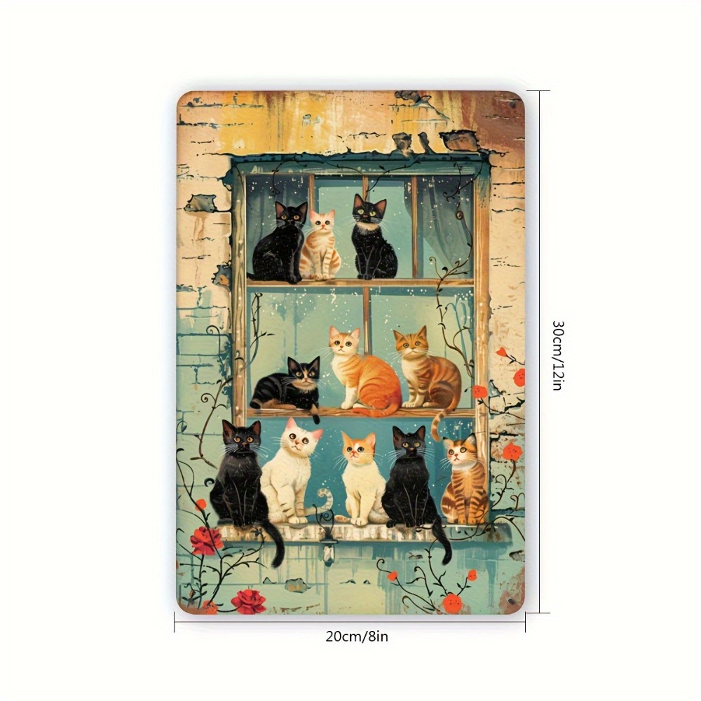 Vintage Cats Window Metal Sign - Brass Weight Plate recension och pris